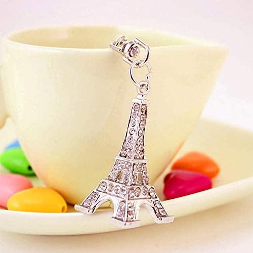 Reizteko Fashion Lovely decoration 3D souvenir Purse Charm Keychain in Paris the Eiffel Tower in France Silver Crystals Car Bag Phone Pendant ornament