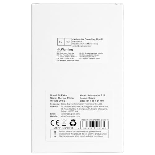 SUPVAN E10 Bluetooth Label Maker Machine with Tape, Continuous Waterproof Label, Versatile App with 35 Fonts and 1k+ Icons, Inkless Labeler for Home, Kitchen, School, Office Organization, Green