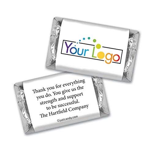 Custom Printed Wrappers and Mini Chocolate Bars, Promotional Items Add Your Logo Candy Personalized Miniatures, (75 Count)