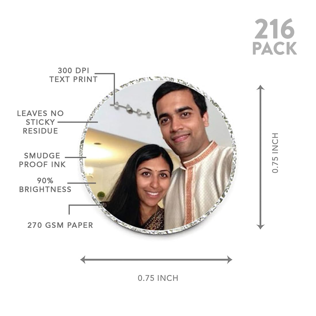 Photo Personalized Chocolate Drop Labels, Fits Kisses, Wedding Bridal Shower, 216-Pack - Custom Made Any Image