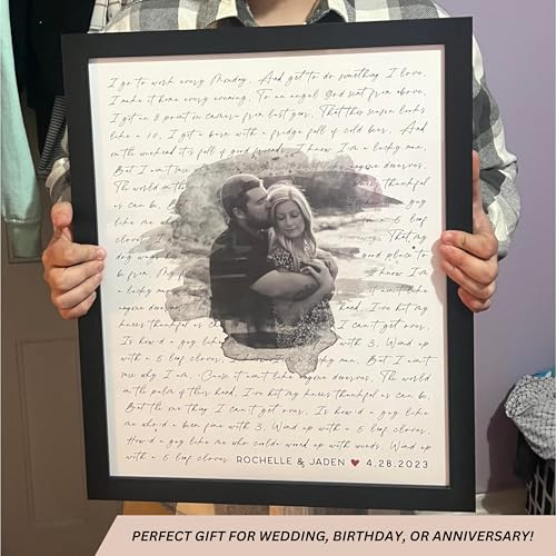 Personalized Song Lyrics Wall Art - Custom Wedding Photo Couples - Anniversary Wedding Gift for Him or Her - Wedding Song Lyrics - Valentines Gift for Wife or Husband - Canvas and Framed Options