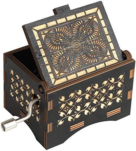 Dream Loom Wooden Music Box, Hand Cranked Laser Engraved Small Musical Boxes for Kids, Play You are My Sunshine Melody