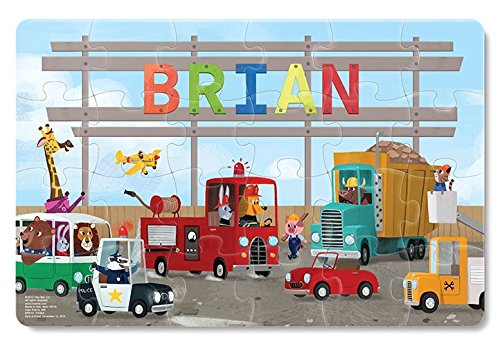 Personalized Jigsaw Puzzle for Kids, 24-Piece - I See Me! (Construction Trucks)