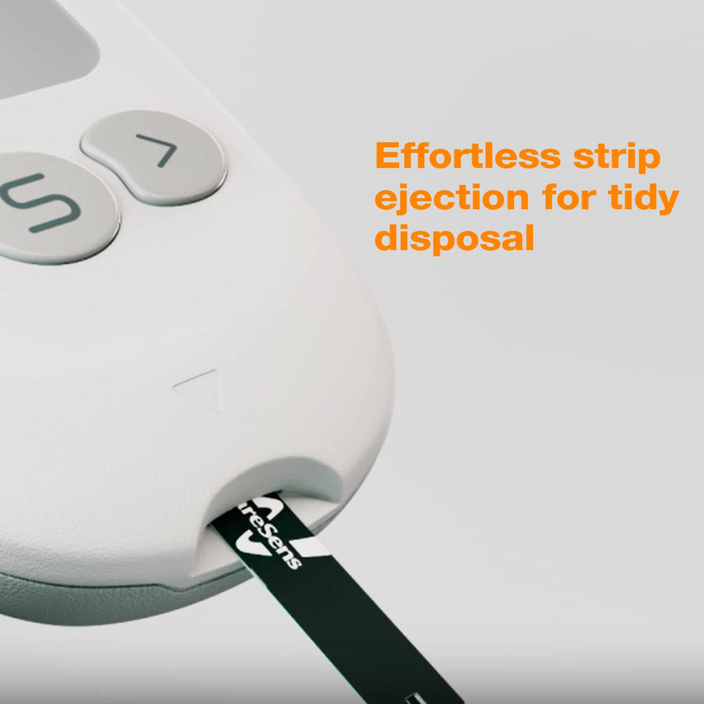 CareSens N Feliz Blood Glucose Monitoring Kit with 100 Blood Sugar Test Strips, 100 Lancets, 1 Blood Glucose Meter, 1 Lancing Device, 1 Control Solution, Travel Case for Diabetes Testing Kit