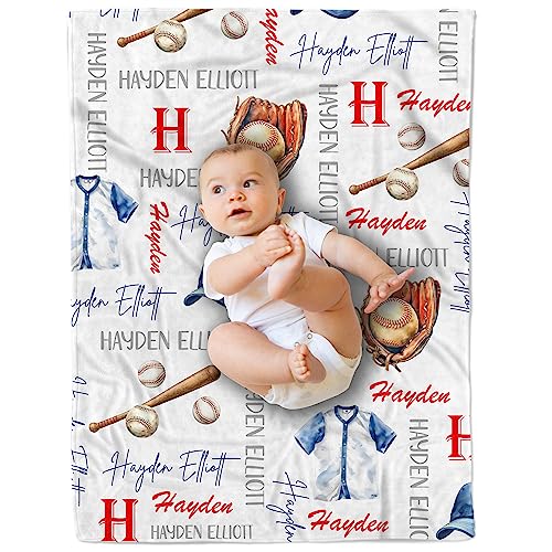 Arteaga Personalized Baby Blankets for Boys, Customized Baby Blankets for Boys, Sports Baby Blanket, Best Gift for Baby, Newborn, New Mom, Super Soft Plush Fleece, 30''x40''