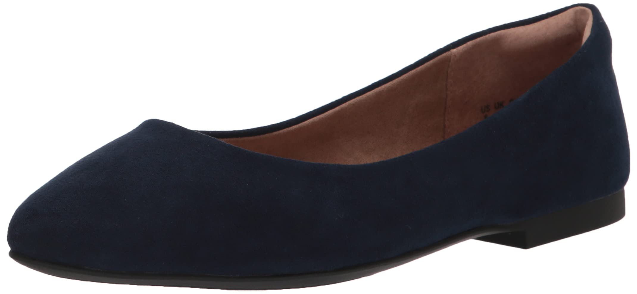 Amazon Essentials Women's Pointed-Toe Ballet Flat, Navy, 10 Wide