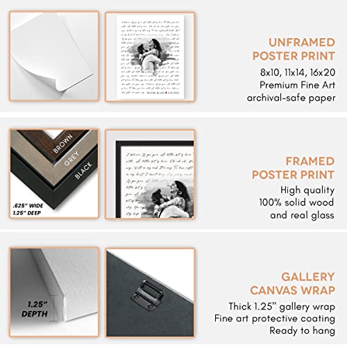 Personalized Song Lyrics Wall Art - Custom Wedding Photo Couples - Anniversary Wedding Gift for Him or Her - Wedding Song Lyrics - Valentines Gift for Wife or Husband - Canvas and Framed Options