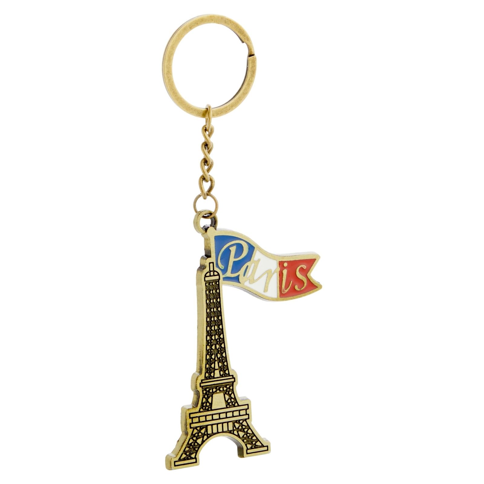 Juvale 6 Pack Paris Keychain, France Souvenir Gift, Eiffel Tower, French Flag, and Arc de Triomphe Metal Key Rings, Ideal Paris Souvenirs from France, Silver/Bronze