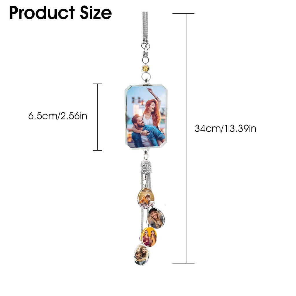 Personalized Photo Crystal Pendant for Car Home Hanging Ornaments Custom Picture Crystal Car Rearview Mirror Hanging Accessories Decor - Cube