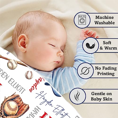 Arteaga Personalized Baby Blankets for Boys, Customized Baby Blankets for Boys, Sports Baby Blanket, Best Gift for Baby, Newborn, New Mom, Super Soft Plush Fleece, 30''x40''