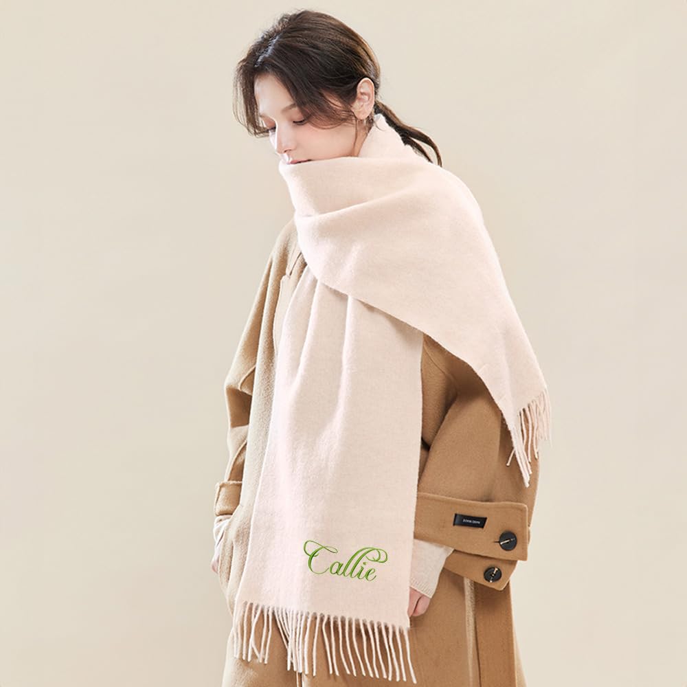callie Personalized Winter Scarf for Men/Women with Custom Embroidered Birth Flower and Name, Soft Warm Scarf, 8 Colors for Choose, Birthday Gifts Christmas Gifts
