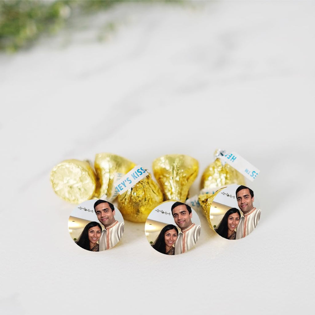 Photo Personalized Chocolate Drop Labels, Fits Kisses, Wedding Bridal Shower, 216-Pack - Custom Made Any Image