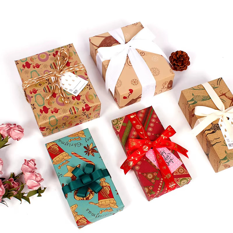 10Pcs 50X70Cm Christmas Gift Packing Paper Retro Style Kraft Paper Christmas Home Decoration New Year Party Supply