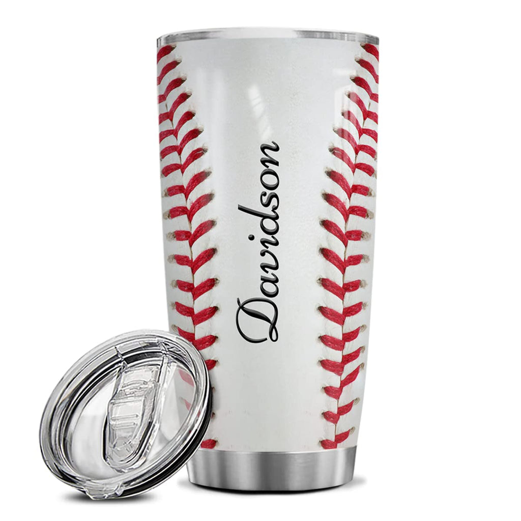 winorax Personalized Baseball Tumbler Stainless Steel Double Wall Vacuum Insulated Tumblers Baseball Gifts for Women Men Fan Coach Sport Lovers Birthday Christmas Mother's Day Father's Day Presents