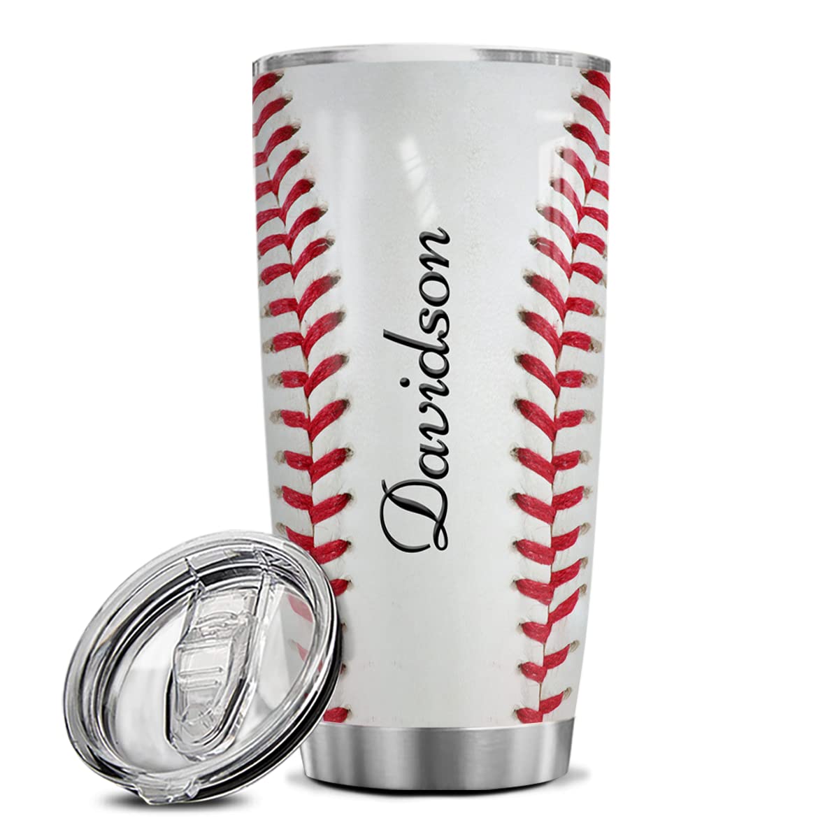 winorax Personalized Baseball Tumbler Stainless Steel Double Wall Vacuum Insulated Tumblers Baseball Gifts for Women Men Fan Coach Sport Lovers Birthday Christmas Mother's Day Father's Day Presents