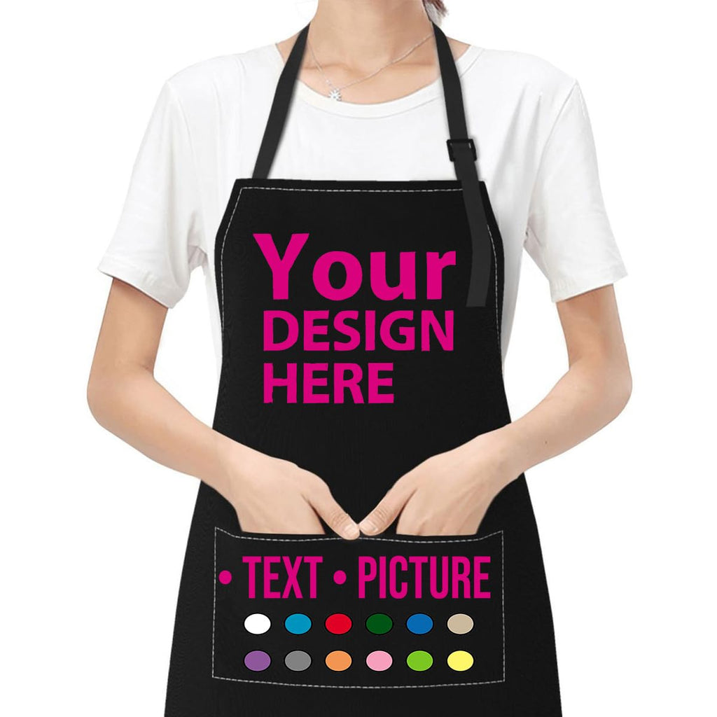 tobato Personalized Custom Apron For Women Men Kitchen Cooking Aprons Customized with Pockets Name Text Logo Picture
