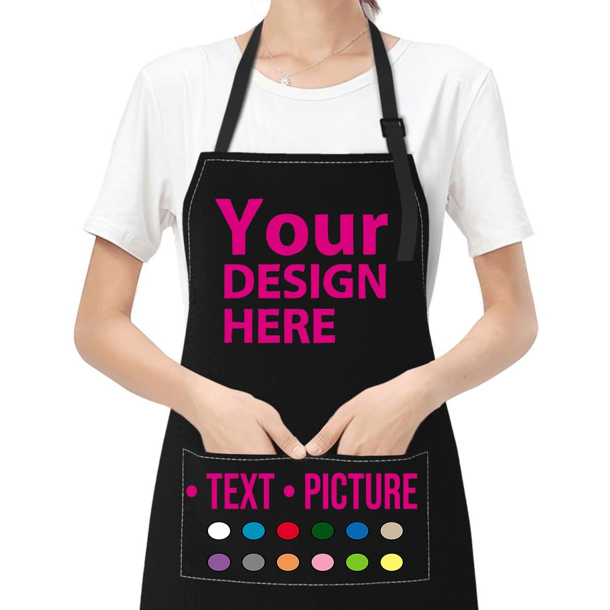 tobato Personalized Custom Apron For Women Men Kitchen Cooking Aprons Customized with Pockets Name Text Logo Picture