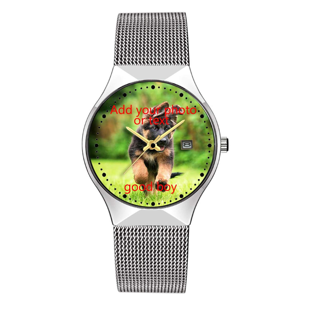 GIRLSIGHT Personalized Watch Custom Watches with Photo Picture Watch for Men, Personalized Fathers Family Women Mens Couples for Husband Or Dad 010