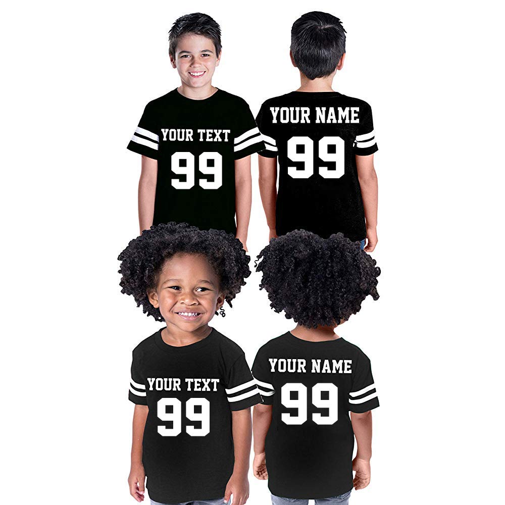 CRAZYDAISYWORLD Customized Cotton Toddler Youth Jersey - Your Own Personalized 2 Side Custom Jersey - Kids Uniform Cotton Shirt for Birthdays -Toddler Black - Size - X - S