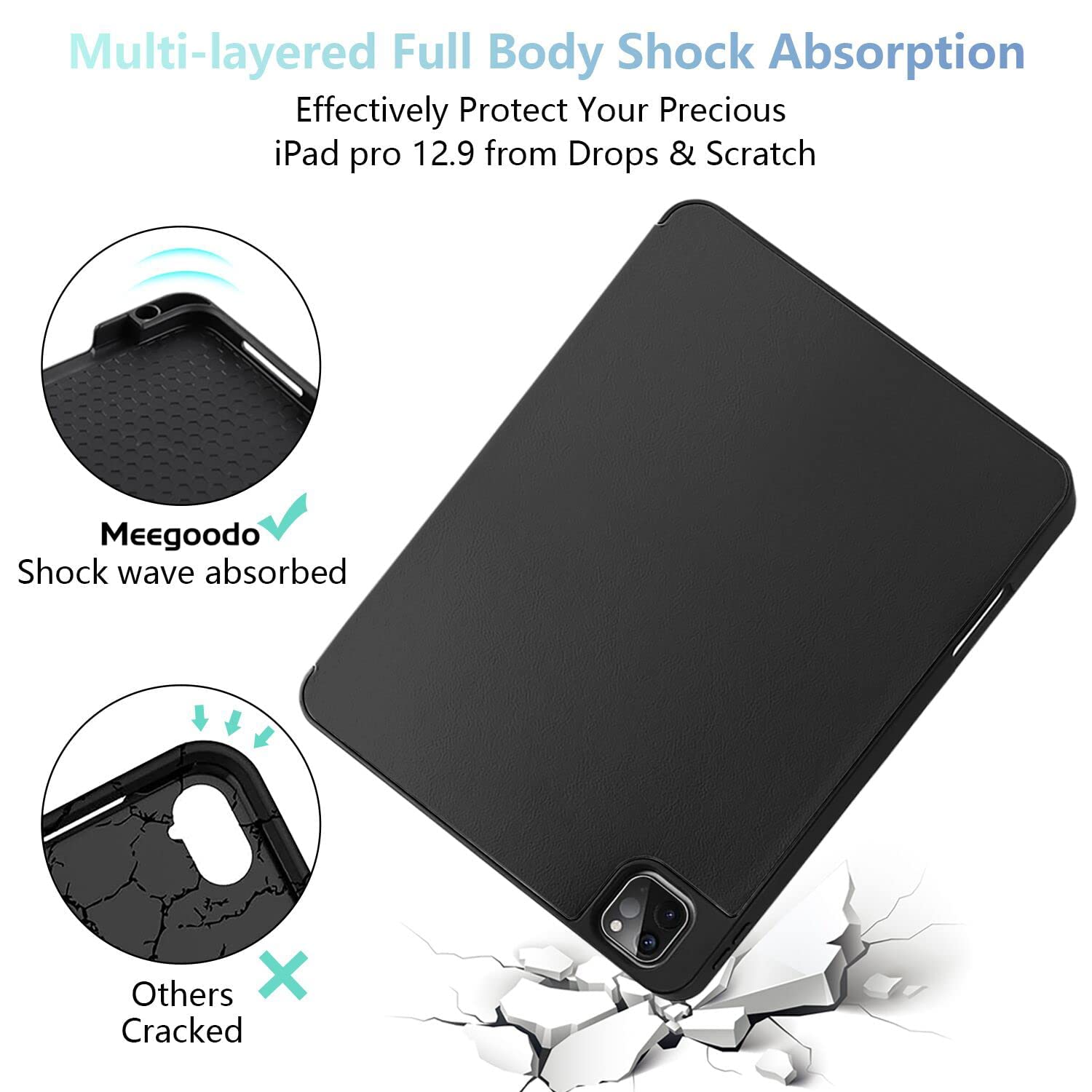 MEEgoodo Custom Personalized Name Case for iPad 10.2 iPad 9th Generation 2021/ iPad 8th Generation 2020/ iPad 7th Generation 2019 Case, Soft TPU Back Cover Protective Smart Shell Case for iPad 10.2