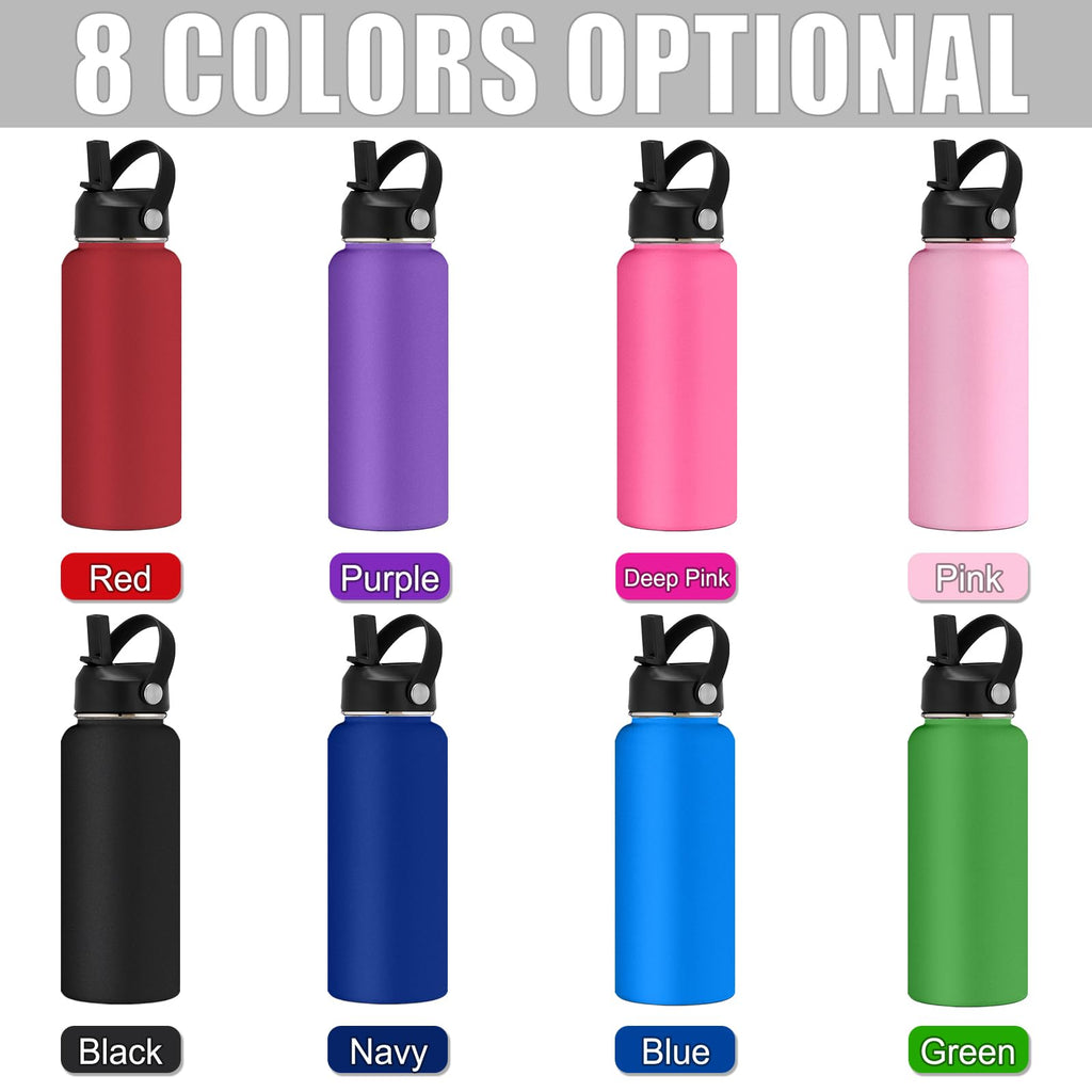 Custom Water Bottles Personalized with Straw Lid 24/32/40 oz Customized Stainless Steel Water Bottle with Engraved Names Double Wall Insulated for School Sports