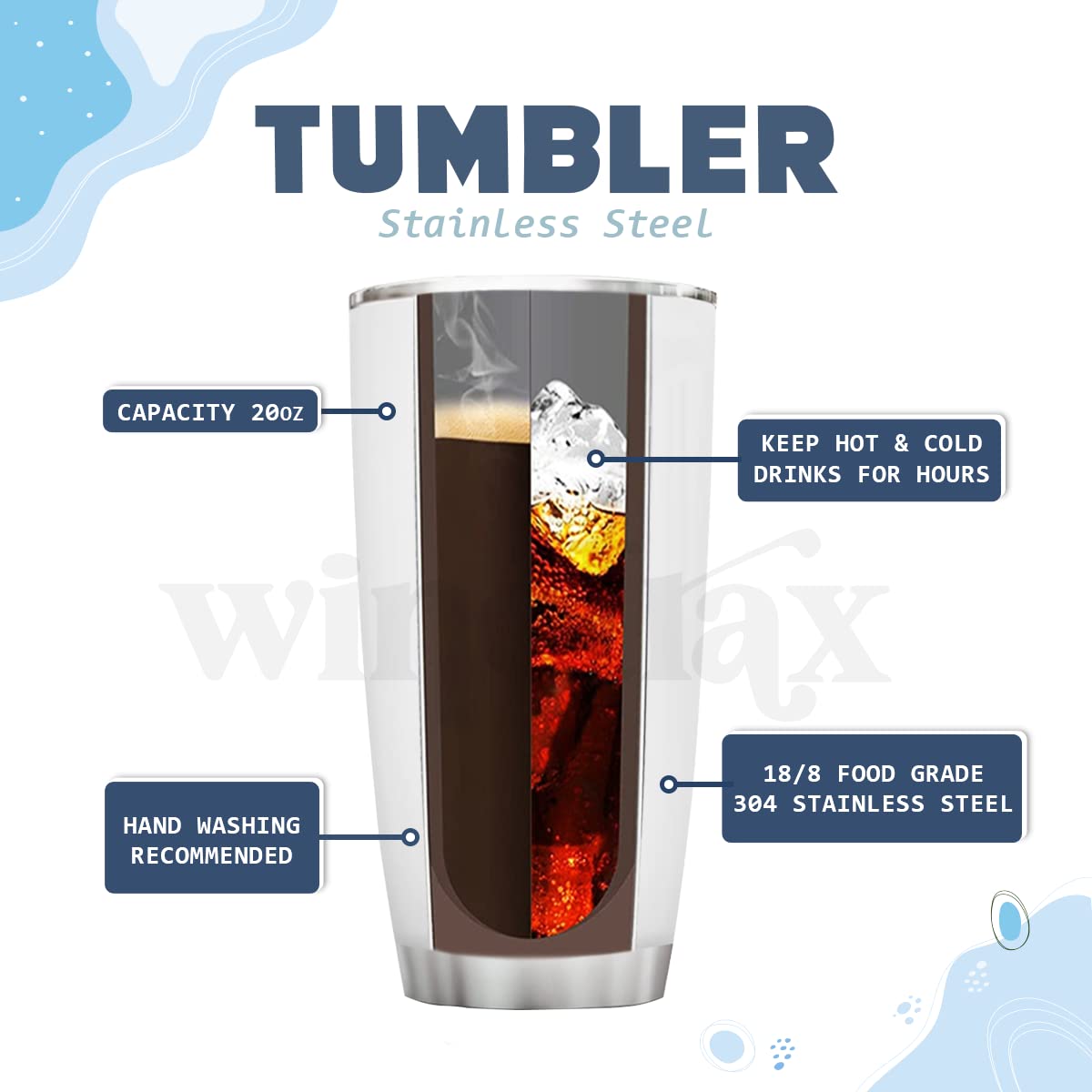 winorax Personalized Baseball Tumbler Stainless Steel Double Wall Vacuum Insulated Tumblers Baseball Gifts for Women Men Fan Coach Sport Lovers Birthday Christmas Mother's Day Father's Day Presents
