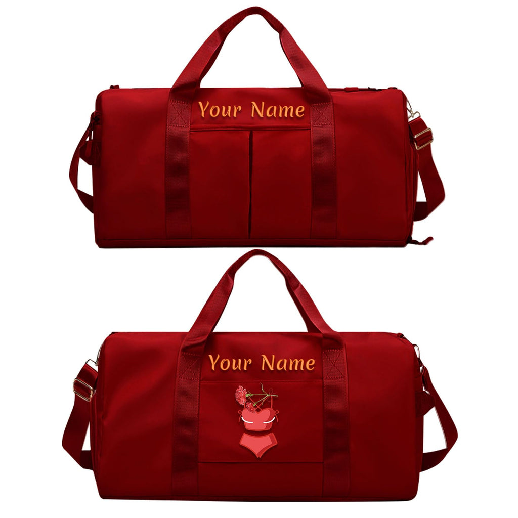 Custom embroidered sports bag, personalized gym bag, (with wet and dry pockets and shoe compartment) weekend travel duffel bag with shoulder strap, gift for travel and sports lovers