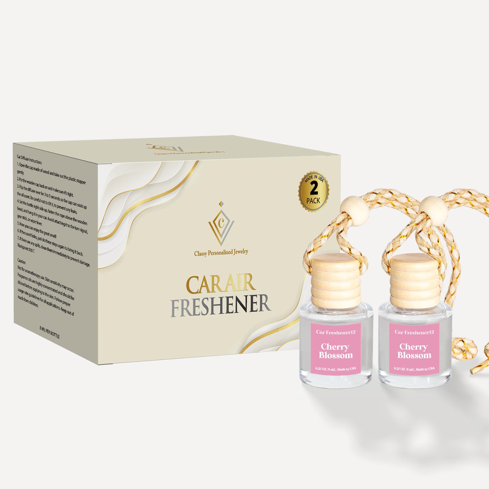 Car Air Freshener Hanging, Essential Oil Diffuser for Car, Car Air Freshener Cute, Long Lasting Air Freshener for Car, Car Fresheners for Women,Car Air Diffusers, Made in USA