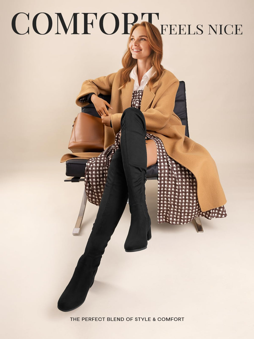 DREAM PAIRS Women's Laurence Over The Knee Thigh High Chunky Heel Boots Long Stretch Sexy Fall Boots,Size 8.5,Black,Laurence