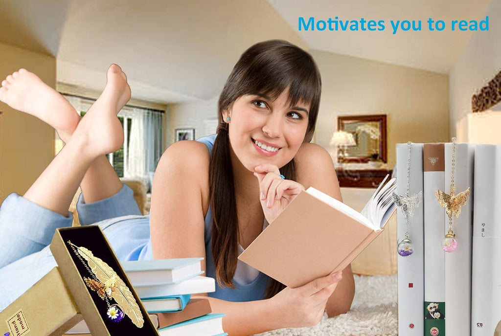 Metal Butterfly Feather Bookmark Valentine's Day Mothers Day Gifts Teacher Appreciation Gifts for Women,End of Year Teacher Gifts Birthday Gifts Bookmarks for Women Grils Mom Readers Book Lovers