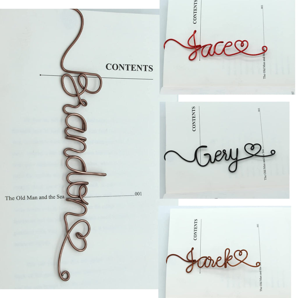 Personalized Wire Name Bookmark Custom Bookmark Unique Name Gift with Heart Ideal Gift For Bookworm and Book Lover Teacher Father Husband Gift Anniversary Booklovers