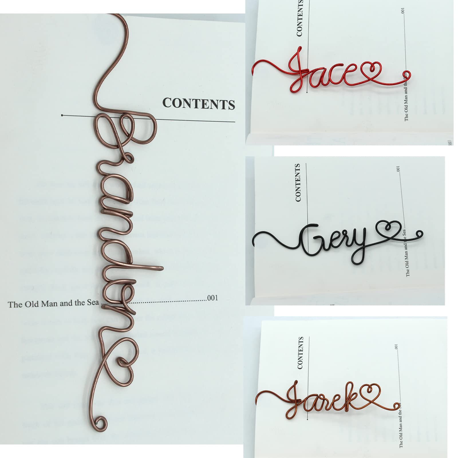 Personalized Wire Name Bookmark Custom Bookmark Unique Name Gift with Heart Ideal Gift For Bookworm and Book Lover Teacher Father Husband Gift Anniversary Booklovers