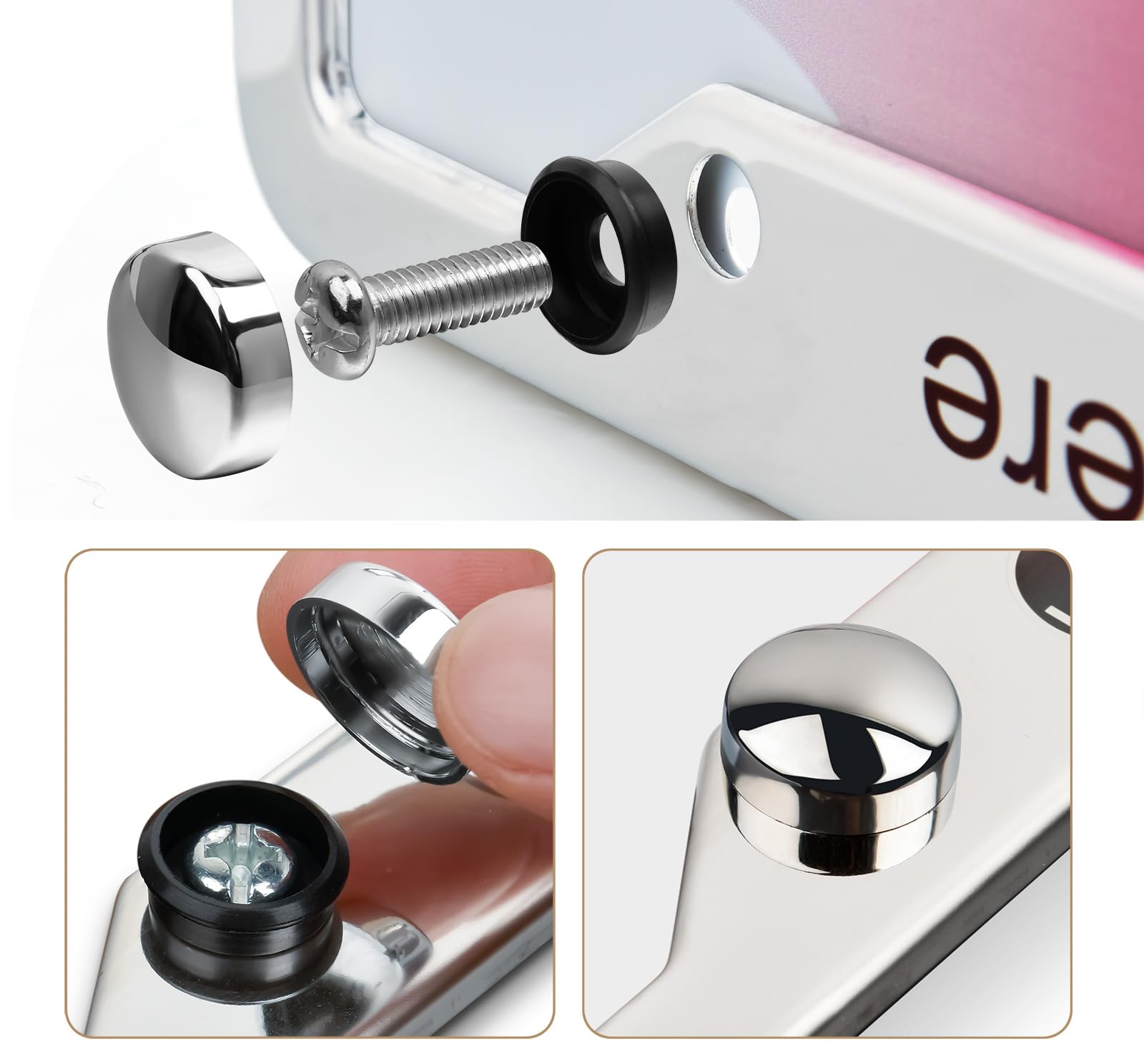 Metal Custom License Plate Frame - Rust-Proof Aluminum Car License Plate Holder for Front or Rear - Automotive Exterior Car Accessories for Women and Men - Including Screws (Black)