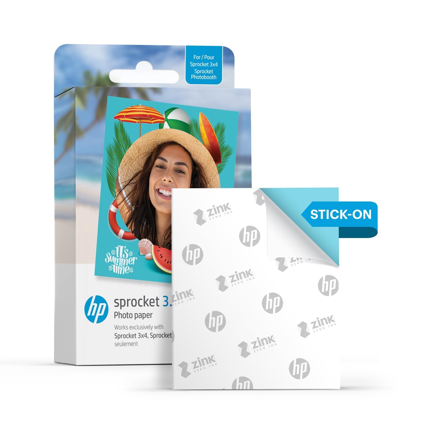 HP Sprocket 3x4 Instant Photo Printer - Kit: 20 Pack Zink Paper, Case, Photo Album, Markers, Sticker Sets, White