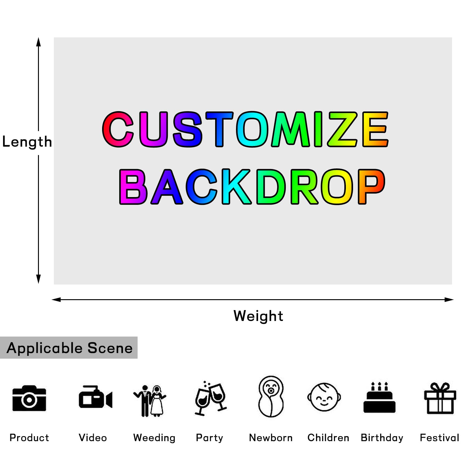 10x8ft Custom Backdrop Personalized Customized Photography Background Customized Your Own Image Picture Text Logo Kids Birthday Baby Shower Wedding Anniversary Party Decorations Banner