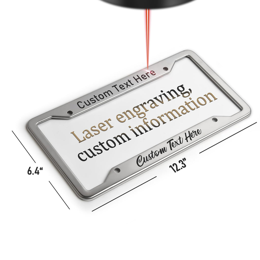 Metal Custom License Plate Frame - Rust-Proof Aluminum Car License Plate Holder for Front or Rear - Automotive Exterior Car Accessories for Women and Men - Including Screws (Black)