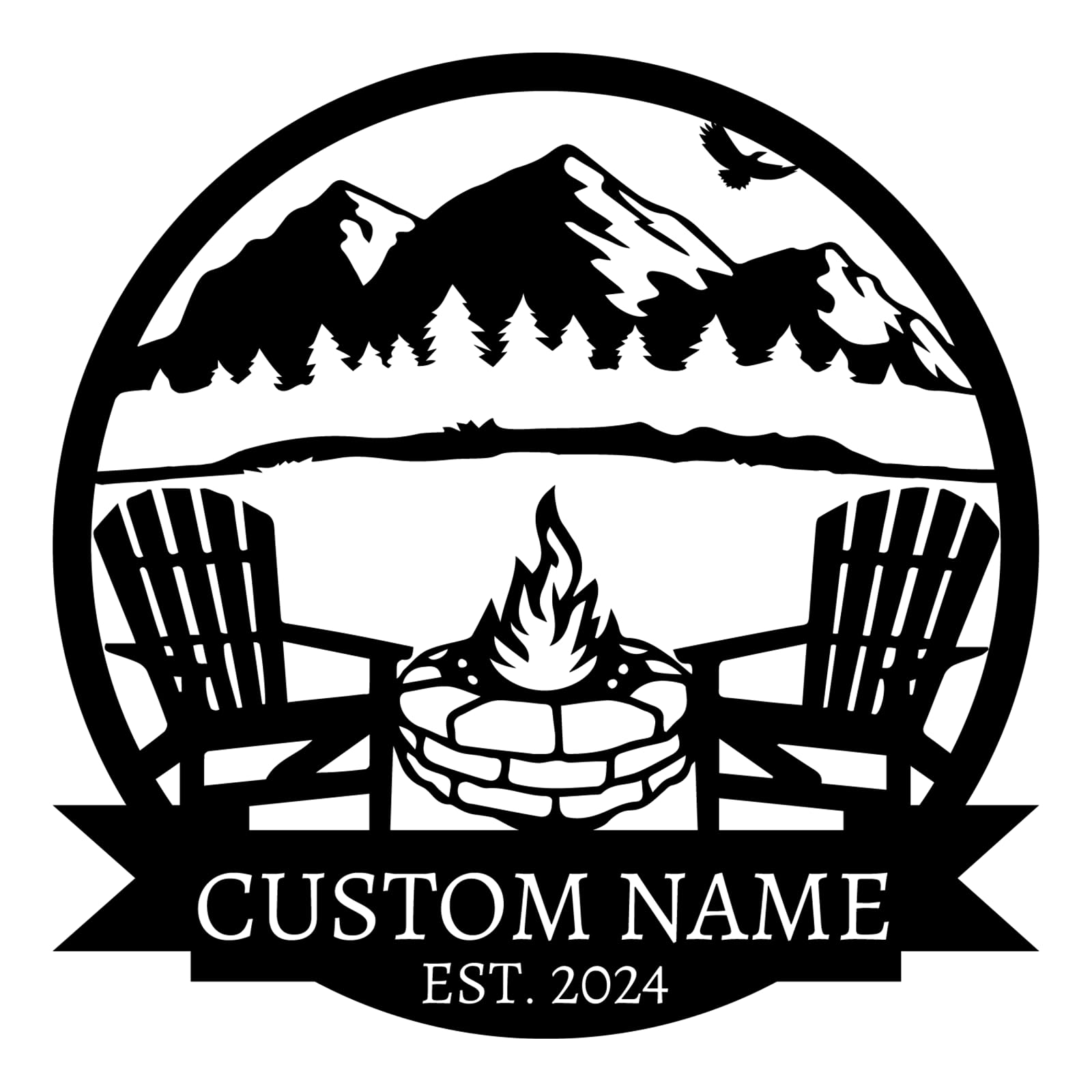 Dyoart Personalized Camping Signs | Custom Metal Sign | Custom Mountain Campfire Sign | Custom Signs Outdoor Metal | Family Name Sign | Personalized Campfire Name Sign | Metal Wall Art | Camping Signs