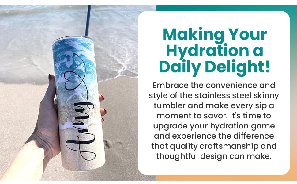 Beach Tumbler | Personalized Tumblers With Name | 20oz Stainless Steel Tumblers | Bridesmaid Gifts | Travel Cup | Custom Tumbler | Personalized Gifts | Beach | Custom Cups