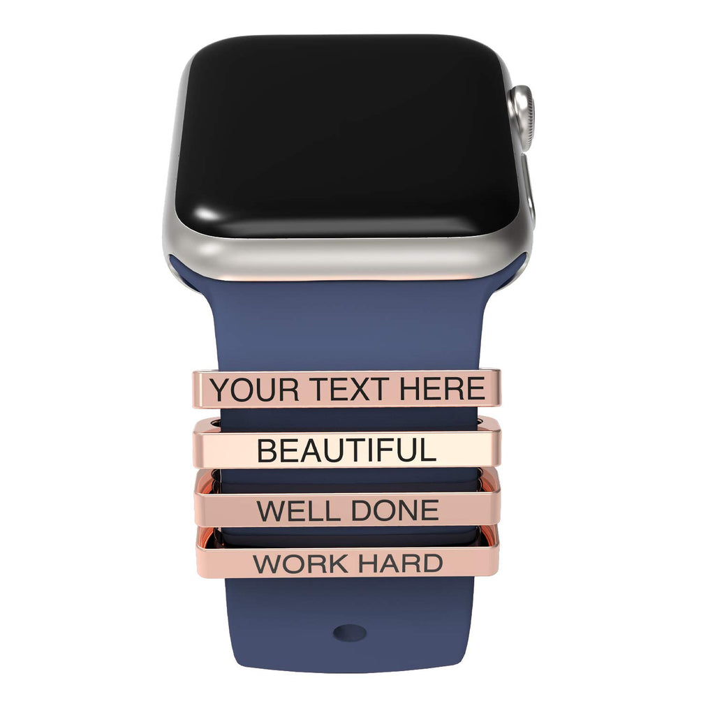 Callancity 4pcs/Set Custom Watch Band Charms Personalized Decorative Ring Loops Compatible for Apple Watch Series 8/7/6/5/4/3/2/1(No Band)