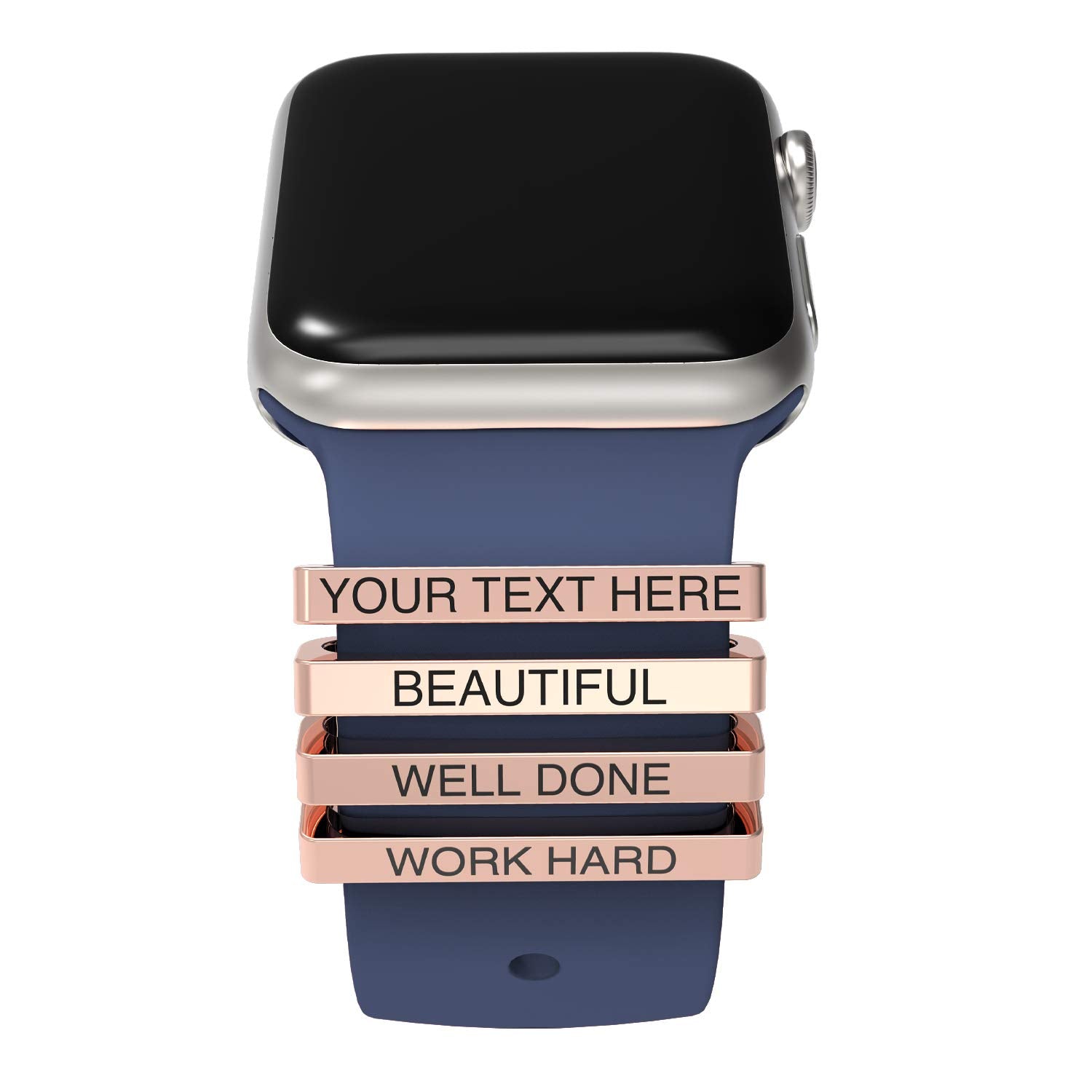 Callancity 4pcs/Set Custom Watch Band Charms Personalized Decorative Ring Loops Compatible for Apple Watch Series 8/7/6/5/4/3/2/1(No Band)