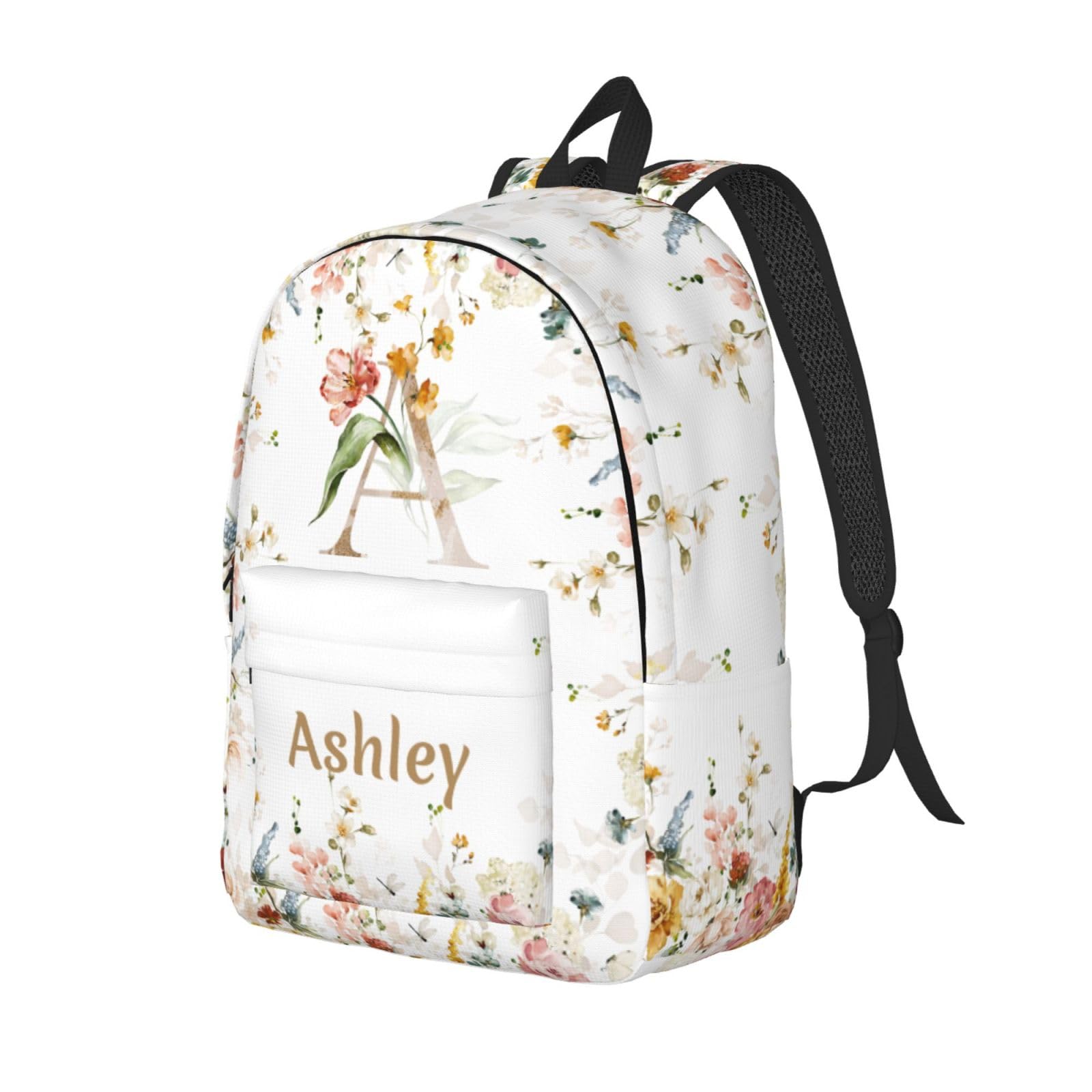 UJDUYSD Personalized Backpack for Girls Boys, Custom Backpacks with Name, Customized Flowers School Bookbags for Kids, Personalized Casual Bookbags for Back to School Travel Picnic 15"