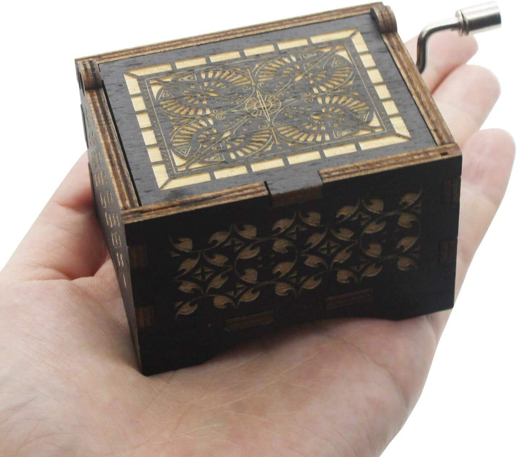 Dream Loom Wooden Music Box, Hand Cranked Laser Engraved Small Musical Boxes for Kids, Play You are My Sunshine Melody