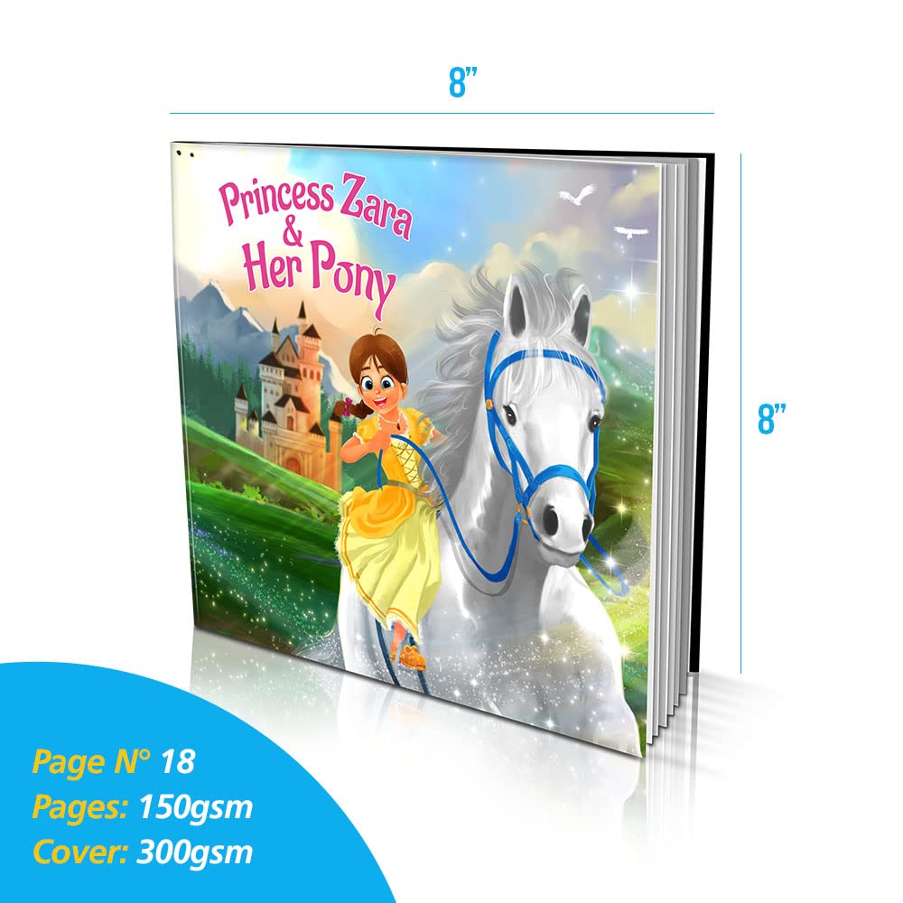 Personalized Story Book by Dinkleboo - The Princess and Her Pony - for Girls Aged 0 to 8 Years Old - A Story About Your Daughter’s Adventure with Her Pony - Soft Cover (8"x 8")
