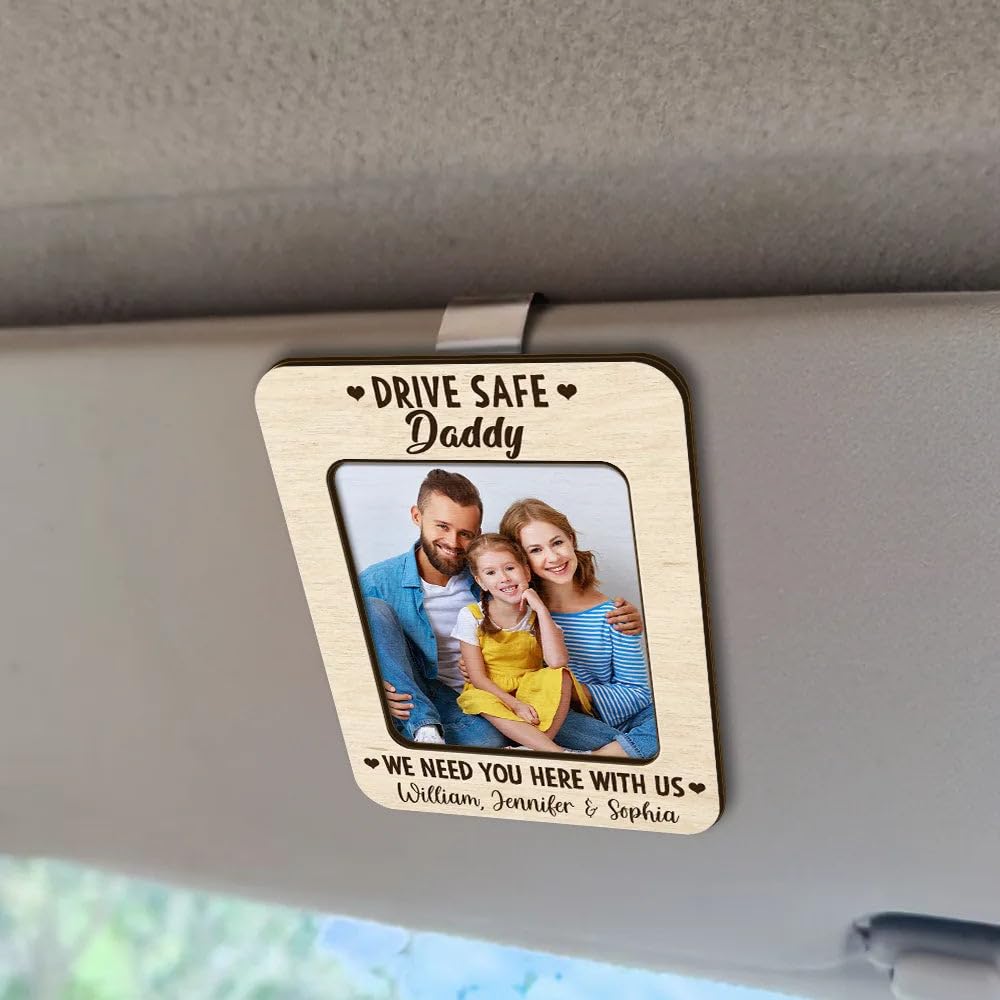 WANDER PRINTS Gift for Couple - Custom Photo, Personalized Custom Shaped Car Visor Clip - Drive Safe I Need You Here with Me
