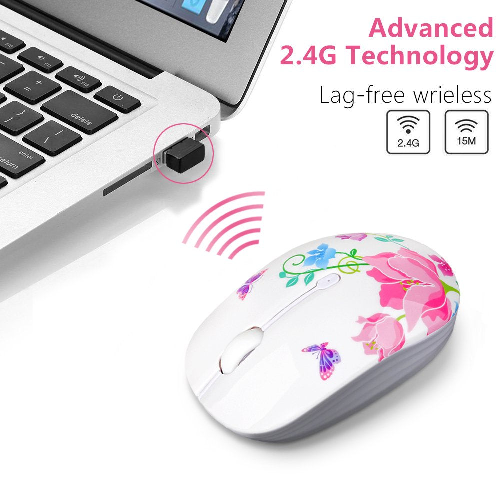 JUHOO Wireless Mouse with Nano Receiver for PC, Laptop, Notebook, Computer, MacBook, Less Noise, Portable Mobile Optical Mice