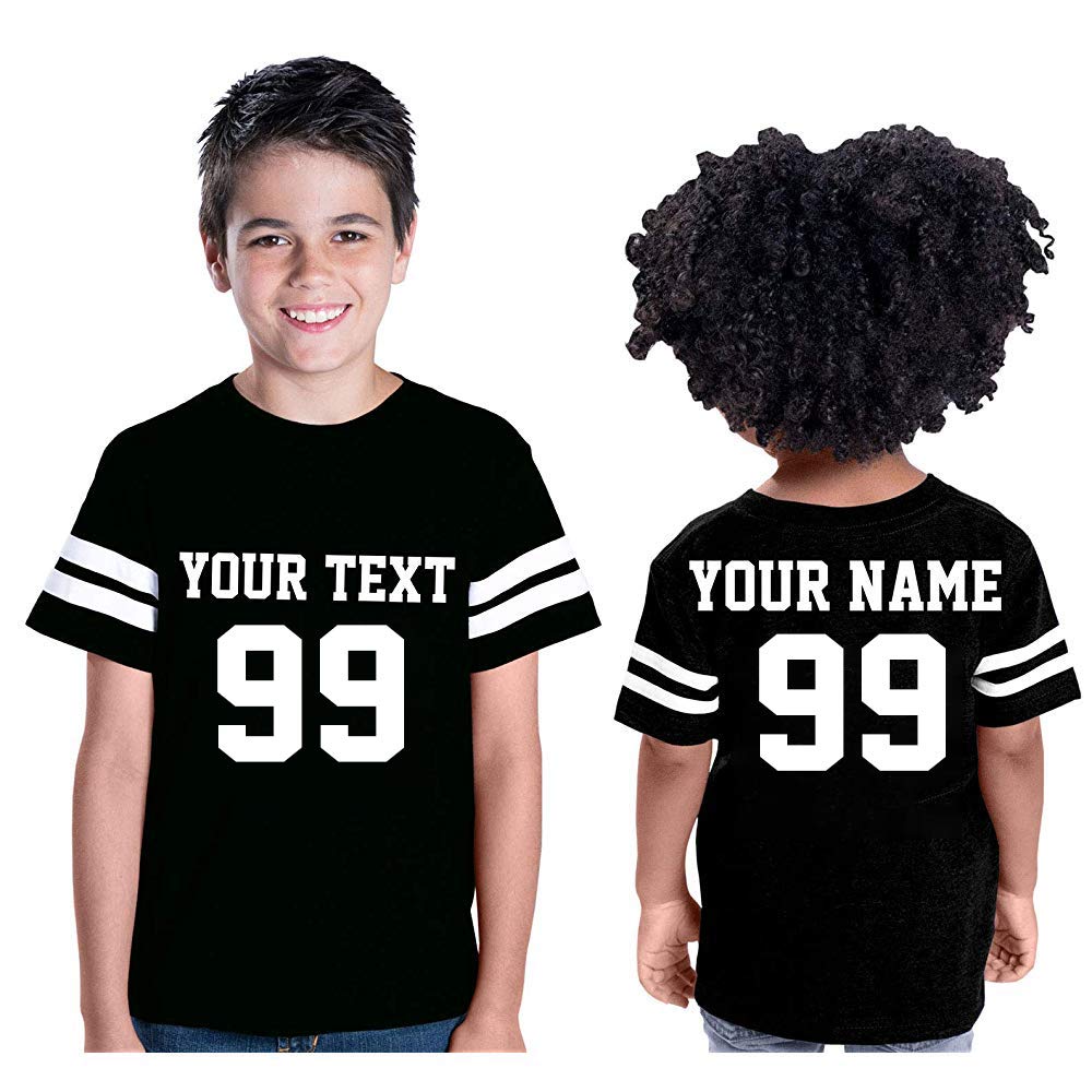 CRAZYDAISYWORLD Customized Cotton Toddler Youth Jersey - Your Own Personalized 2 Side Custom Jersey - Kids Uniform Cotton Shirt for Birthdays -Toddler Black - Size - X - S