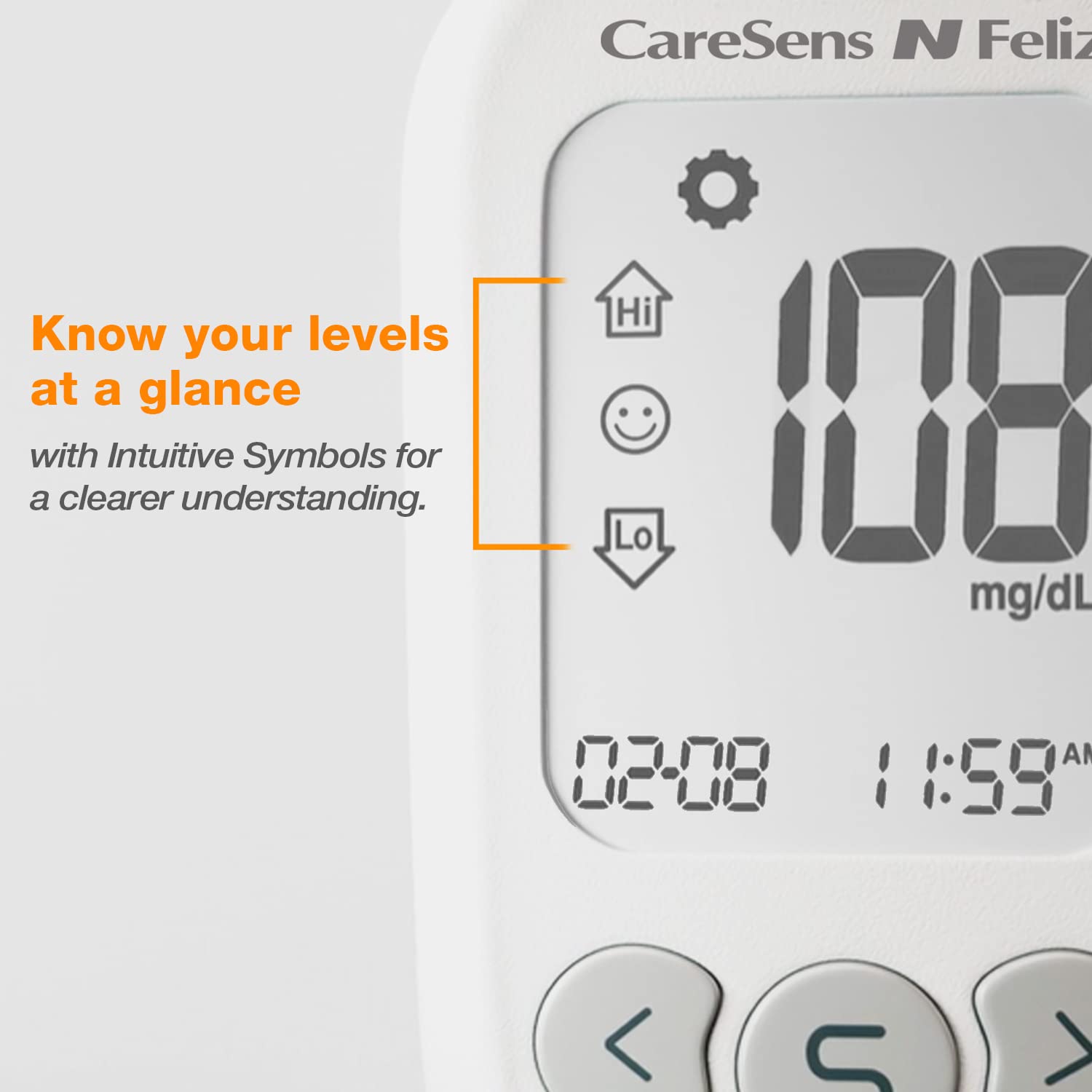 CareSens N Feliz Blood Glucose Monitoring Kit with 100 Blood Sugar Test Strips, 100 Lancets, 1 Blood Glucose Meter, 1 Lancing Device, 1 Control Solution, Travel Case for Diabetes Testing Kit