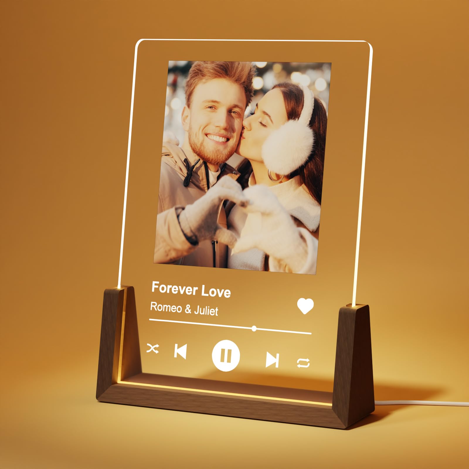 LUCKOR Spotify Decorative Plaque Personalized Gifts, Custom Valentines Gifts for Him Her, Customized LED Picture Frame for Boyfriend Girlfriend Couple Wife Women on Anniversary Birthday Valentine Day