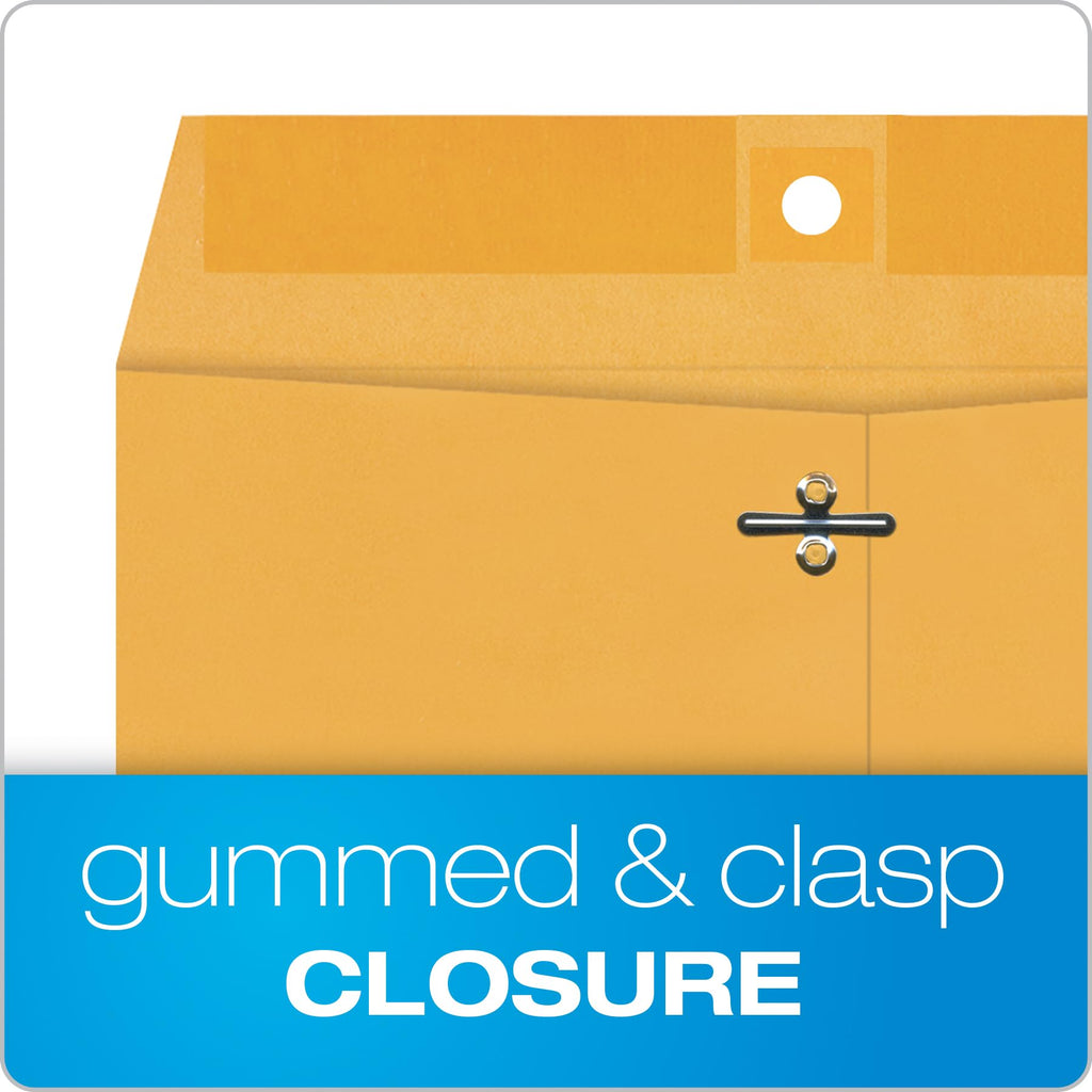 Quality Park 9 x 12 Clasp Envelopes with Deeply Gummed Flaps, Great for Filing, Storing or Mailing Documents, 28 lb Brown Kraft, 100 per Box (QUA37890)