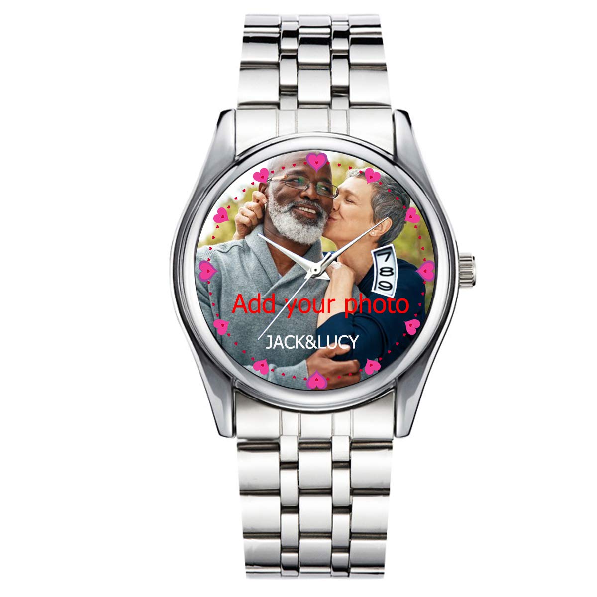 GIRLSIGHT Personalized Watch Custom Watches with Photo Picture Watch for Men, Personalized Fathers Family Women Mens Couples Gift for Husband Or Dad 001